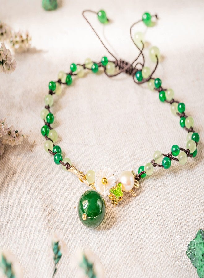 Conscious Items Financial Success Anklet, Genuine Jade Crystals, Agate Stone, & Pearl Anklet for Wealth and Abundance Alignment, Adjustable Prosperity Ankle Bracelets for Women - Image 3